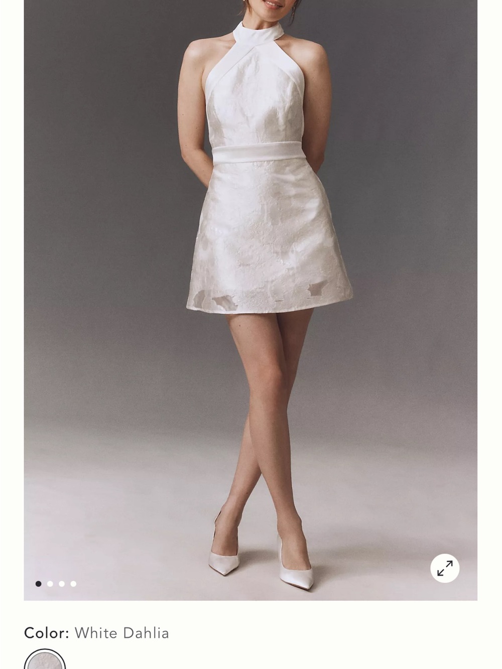BHLDN White Dahlia Halter Mini Dress